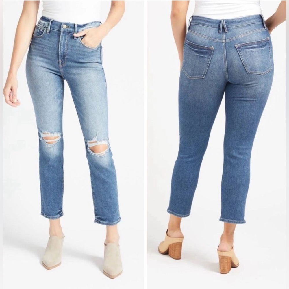 NWT Good American Good Legs Stovepipe Jeans Distressed size 0/25